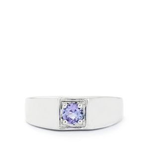 RING Tanzanite 5mm round .52ct 925 Sterling Silver